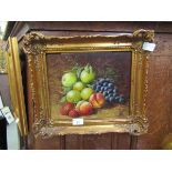 A gilt framed possible oil on board of still life by A.Wilson