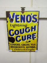 A reproduction enamel sign 'Veno's Lightning Cough Cure'
