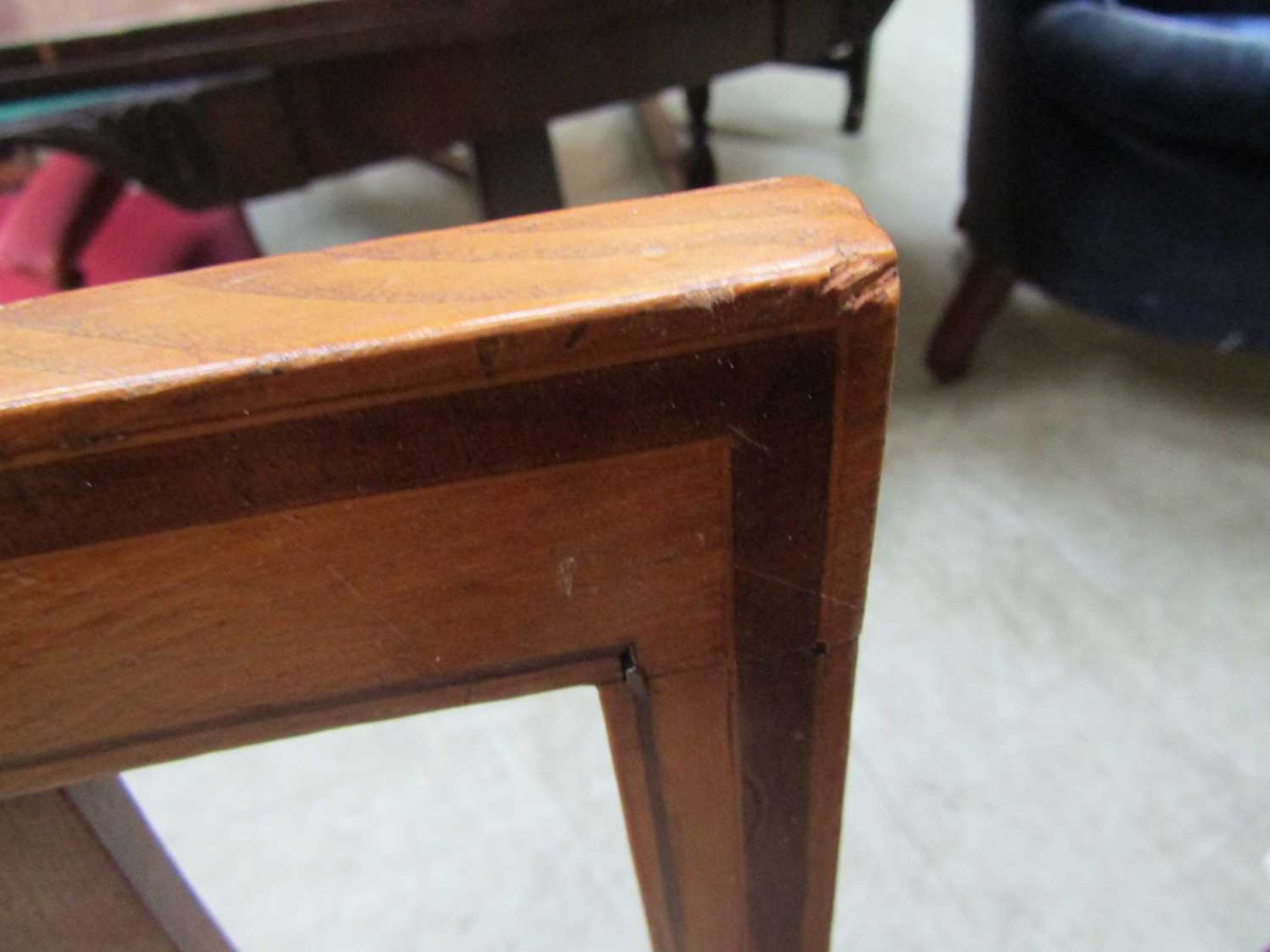 A pair of oak and satinwood chairs One chair has a missing spindle and the back is loose. Second - Image 5 of 5