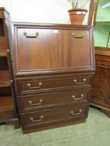 A reproduction mahogany effect G Plan fall front bureau