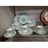 A small selection of B & Co 'Holbein' green and white ceramic tableware to include cups, saucers,