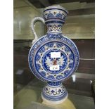 A German blue and white moon flask with floral and geometrical decoration