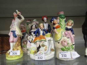 Six Staffordshire ceramic figurines of ladies and gentlemen