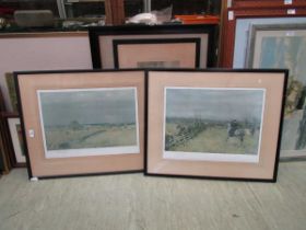 Three framed and glazed Lionel Edwards hunting and horse racing prints, two of which signed in