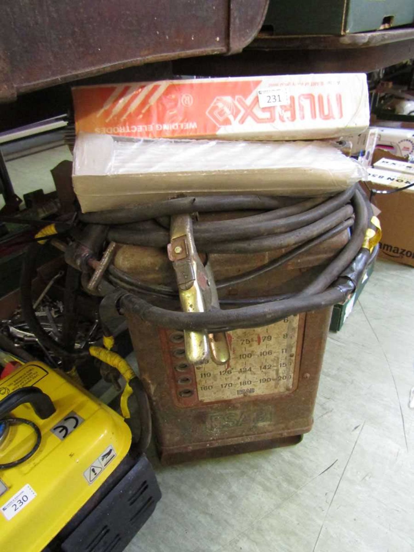 A mid-20th century Esab welder with rods, does 1PH or 3PH