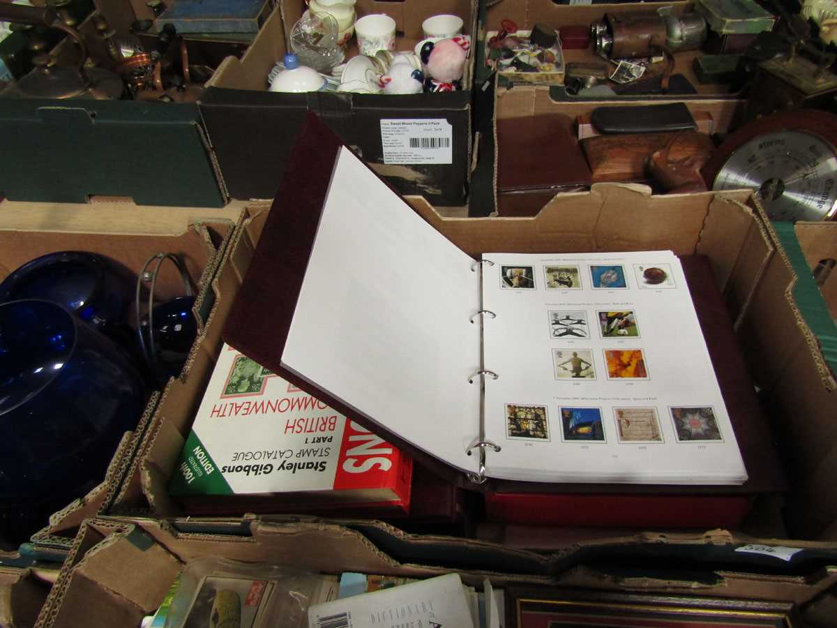 Two trays containing old postcards, stamp albums, etc - Image 2 of 2