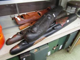 Four African carved wooden masks