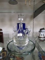 An assortment of glassware to include mid-20th century style decanter, Dartington Crystal Coronation