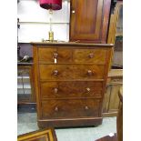 A flame mahogany chest of two short over three long graduating drawers Dimensions: H, 135cm , W,