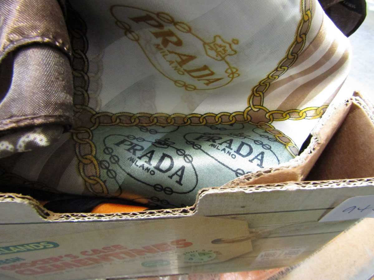 A box containing an assortment of ladies' silk scarves by various makers to include Osprey, possible - Image 2 of 4