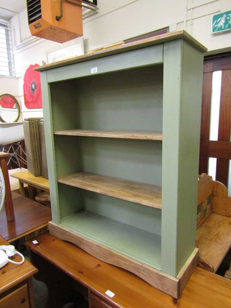 A green painted pine bookcase