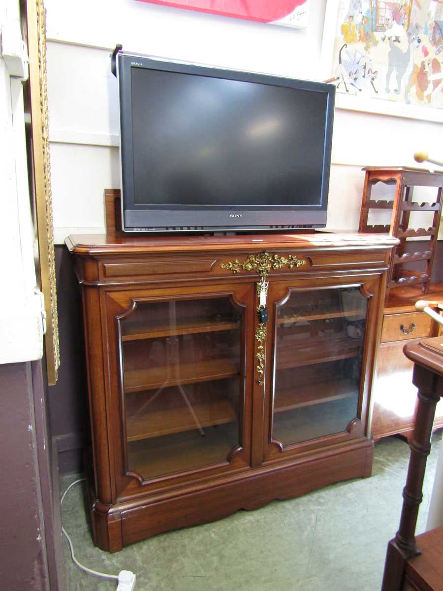 A reproduction cherry wood bookcase incorporating a Sony television - Image 2 of 2