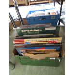 A tray of LPs by various artists to include Albert Lee, Depeche Mode, etc