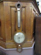 A mahogany inlaid banjo barometer (A/F)