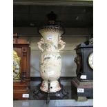 An early 20th century oriental ceramic oil lamp (converted to electricity)