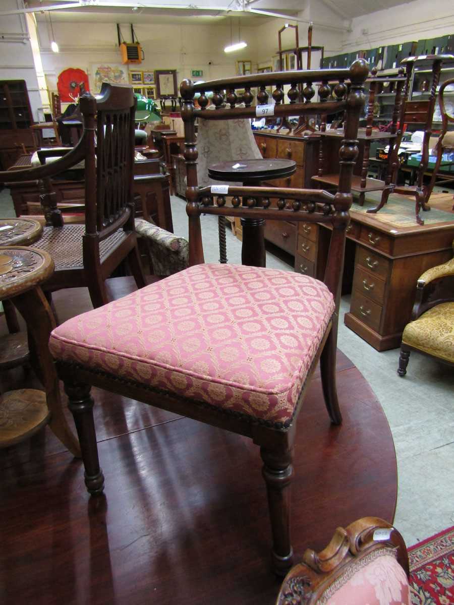 A late Victorian mahogany bobble backed nursing chair