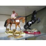 A Juliana Collection moulded model of a black horse along with a Hamilton Collection moulded model