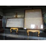 Two framed and glazed indentures