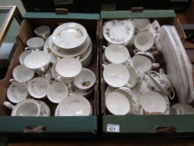 Two trays of ceramic tableware mainly by Royal Worcester