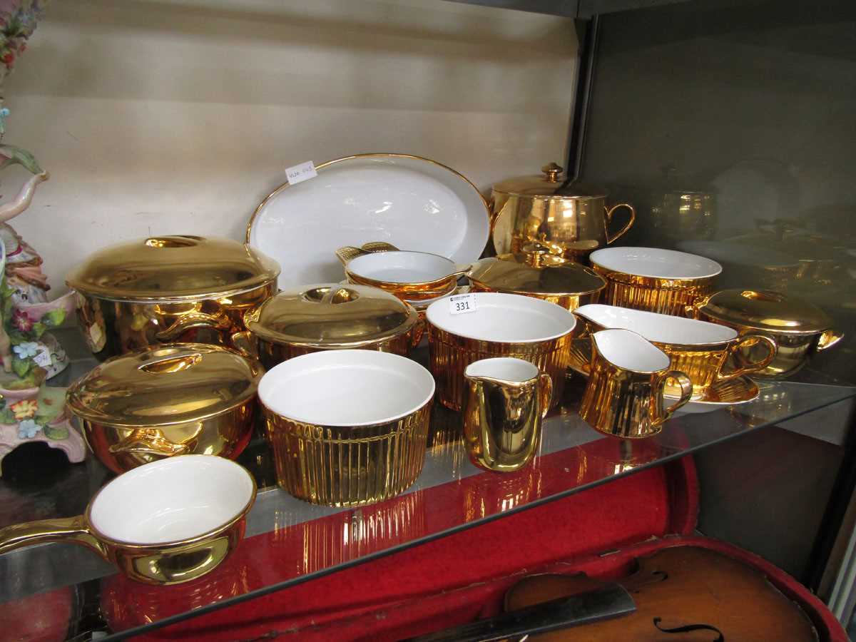 An assortment of Royal Worcester flameproof ceramic white and gold design tableware to include