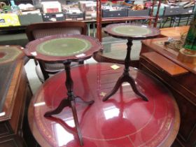 A pair of reproduction mahogany wine tables
