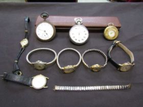 A selection of modern wristwatches, pocket watches, etc