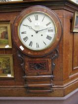 A Victorian mahogany inlaid drop-dial wall clock