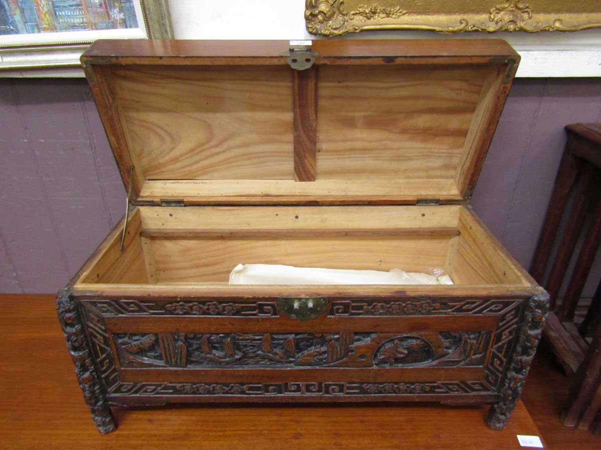 A Chinese carved caphor trunk - Image 2 of 2