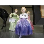 Three Royal Doulton ceramic figurines 'Rose' HN1368, 'Marie' HN1370 and 'Fair Maiden' HN2211