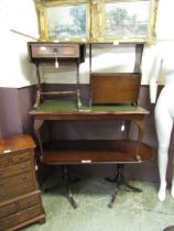 Three items of reproduction mid-20th century mahogany furniture consisting of magazine rack, sofa