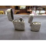 Two silver hallmarked vesta cases converted to lighters
