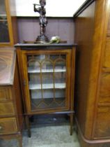 Ann early 20th century mahogany inlaid display cabinet on square tapering supports