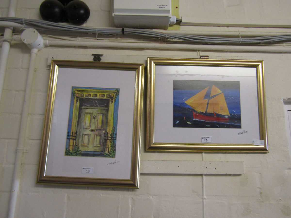 A framed and glazed print by Stan Rosenthal titled 'Door in Fishguard' No.65 of 450 together with