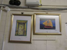 A framed and glazed print by Stan Rosenthal titled 'Door in Fishguard' No.65 of 450 together with