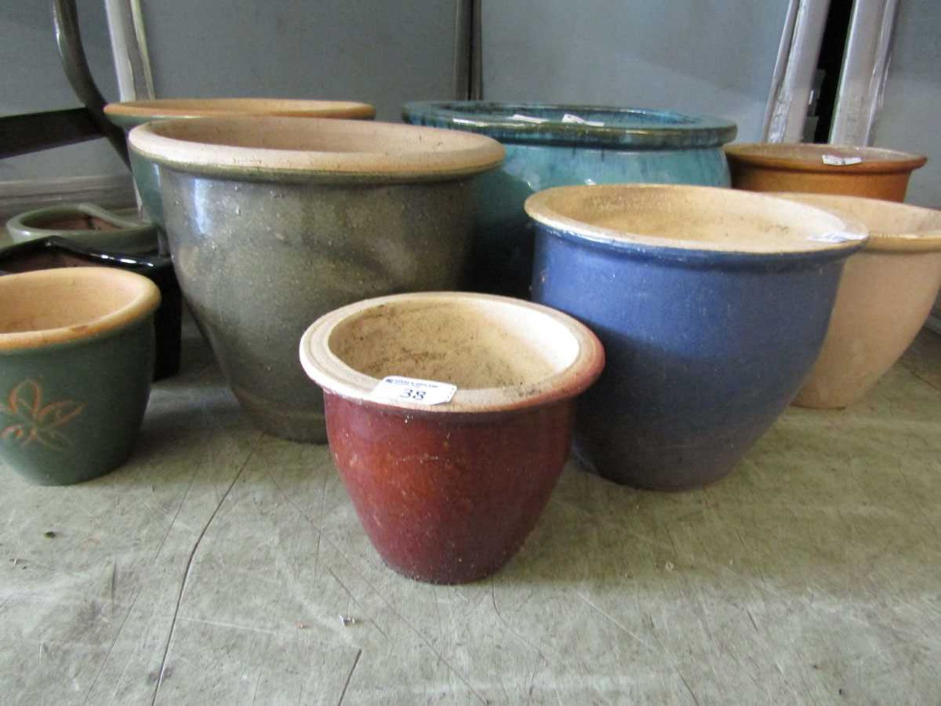 A selection of ten glazed garden pots - Image 2 of 2
