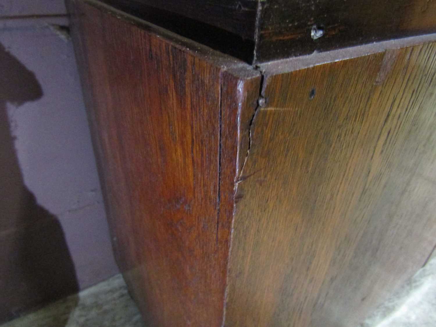 An early 20th century oak dome topped long case clock Unsure of working order, lacking key, advise - Image 5 of 11