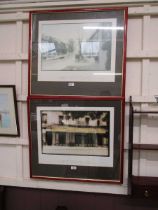 Two framed and glazed reproduction prints after Herbert Grooteclaus of street scenes