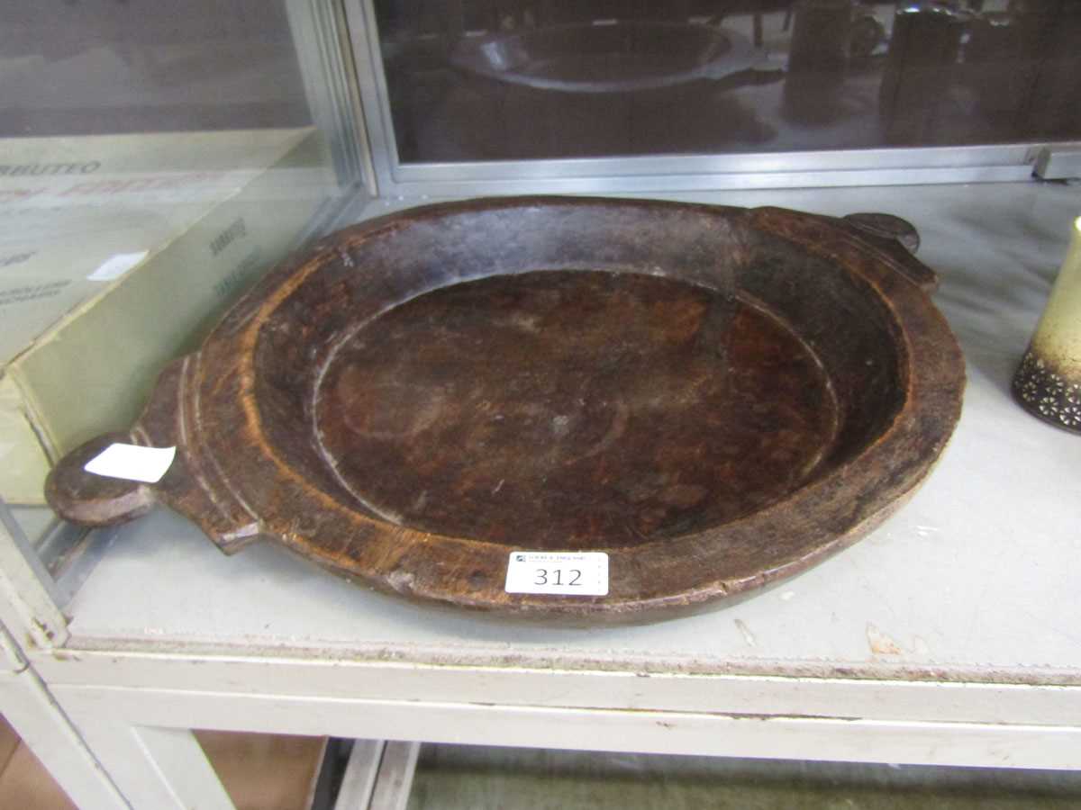 A 19th century style oak twin handled dough bowl