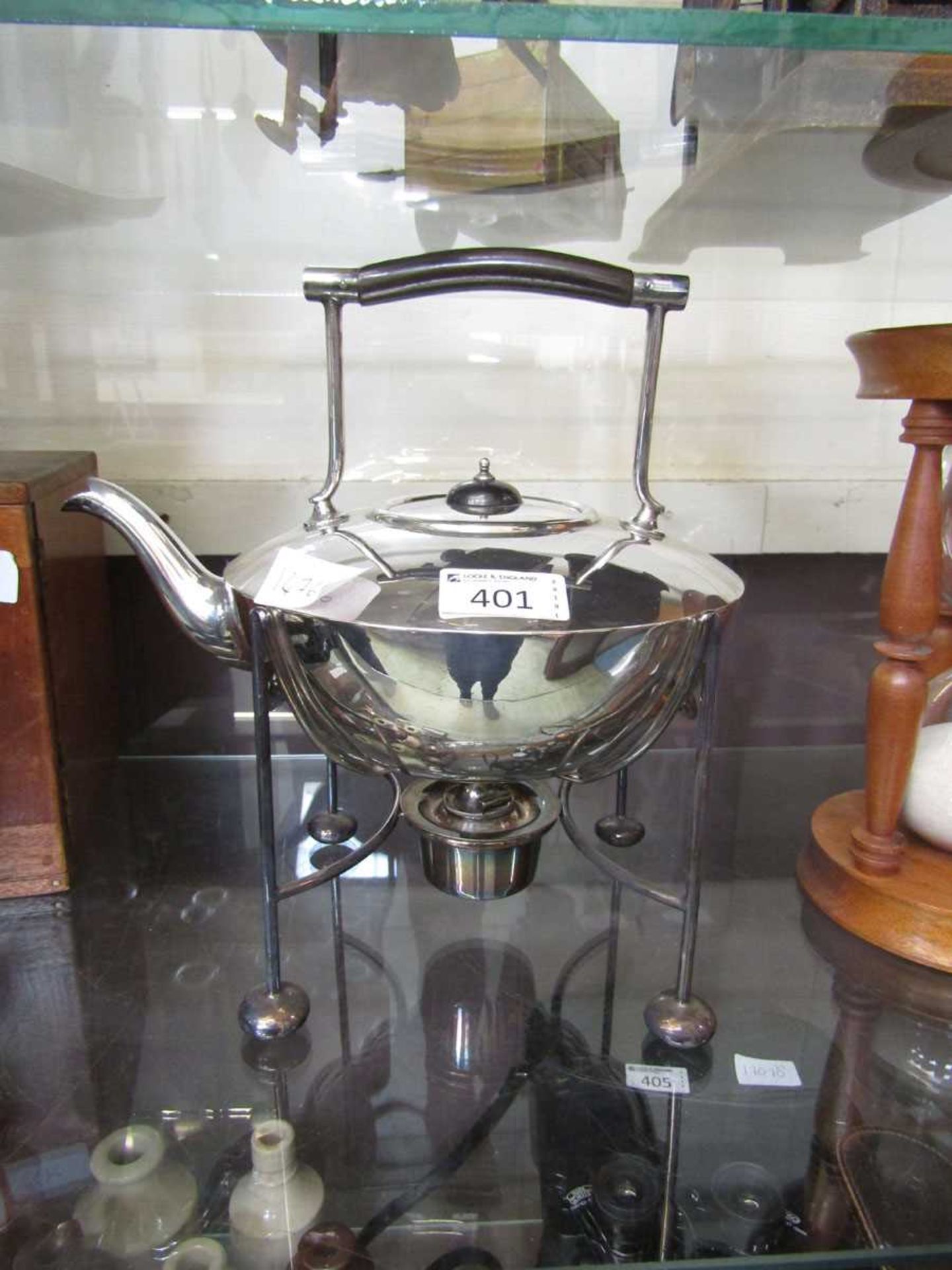 A mid-20th century Mappin and Webb spirit kettle on stand