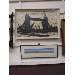 A framed and glazed possible watercolour of seascape together with a Bernard Buffet (1928-1999)