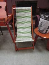 A folding deck chair