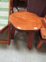 An unusual mid-20th century oak 'Wanderwood' hand crafted three legged occasional table