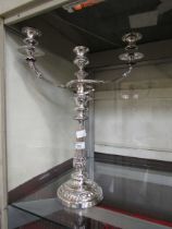A silver plated three branch candelabrum by Matthew Bolton
