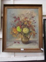 A gilt framed oil on canvas of still life signed Dorothy Dean