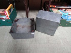 Two early 20th century industrial galvanised trays