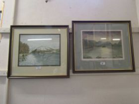 Two framed and glazed possible watercolours of lake scenes