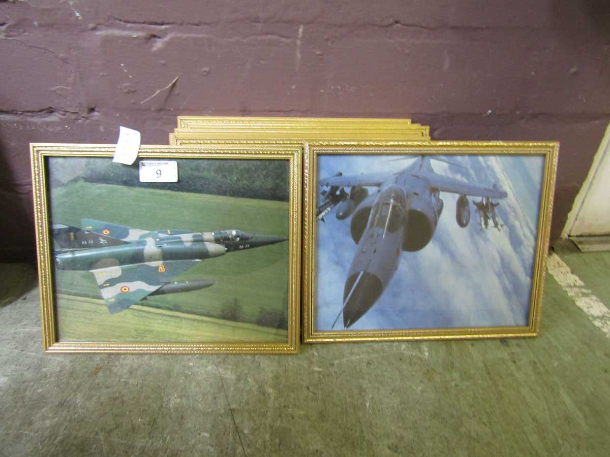 Eight gilt framed and glazed prints of military aircraft