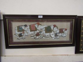 Three framed and glazed Indian prints of elephants