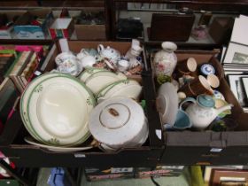 Three trays of ceramic ware to include tureens, meat plates, cups, saucers, etc