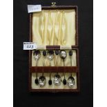A cased set of six silver hallmarked bean spoons, approx. weight 33g